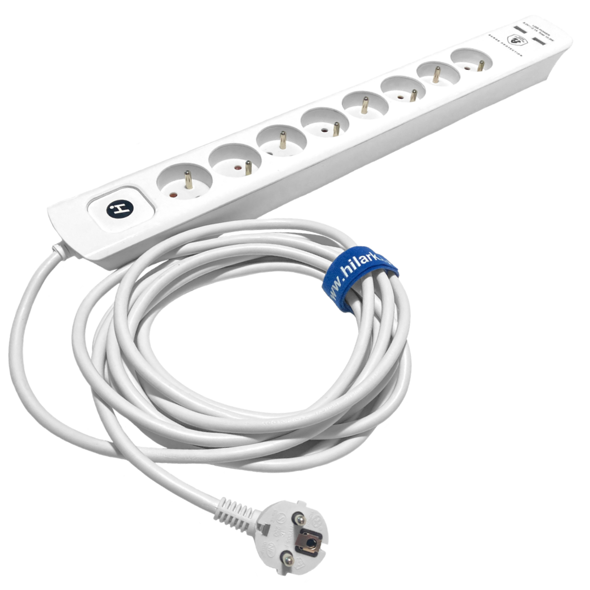 Продовжувач з зарядним пристроєм USB 2.1A 8 гнізд захист від перевантаження 5м - obrazek 10