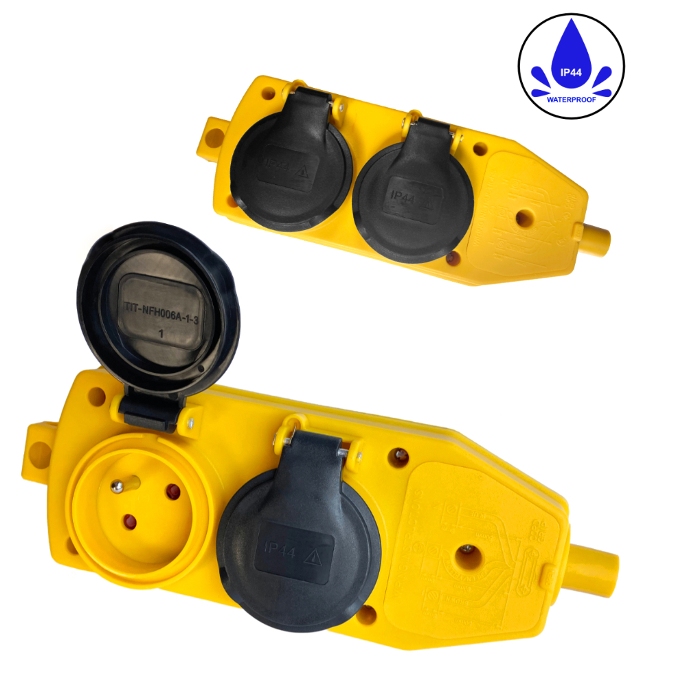 Гумовий продовжувач H07RN-F 3x2,5mm2 жовтий розгалужувач 1m - obrazek 4
