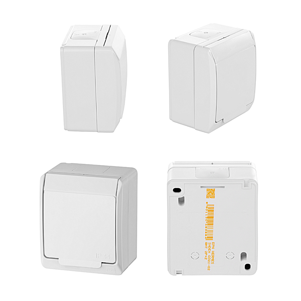 Герметичні гнізда Hermes 1x2P+Z IP44 білі EPN - obrazek 2