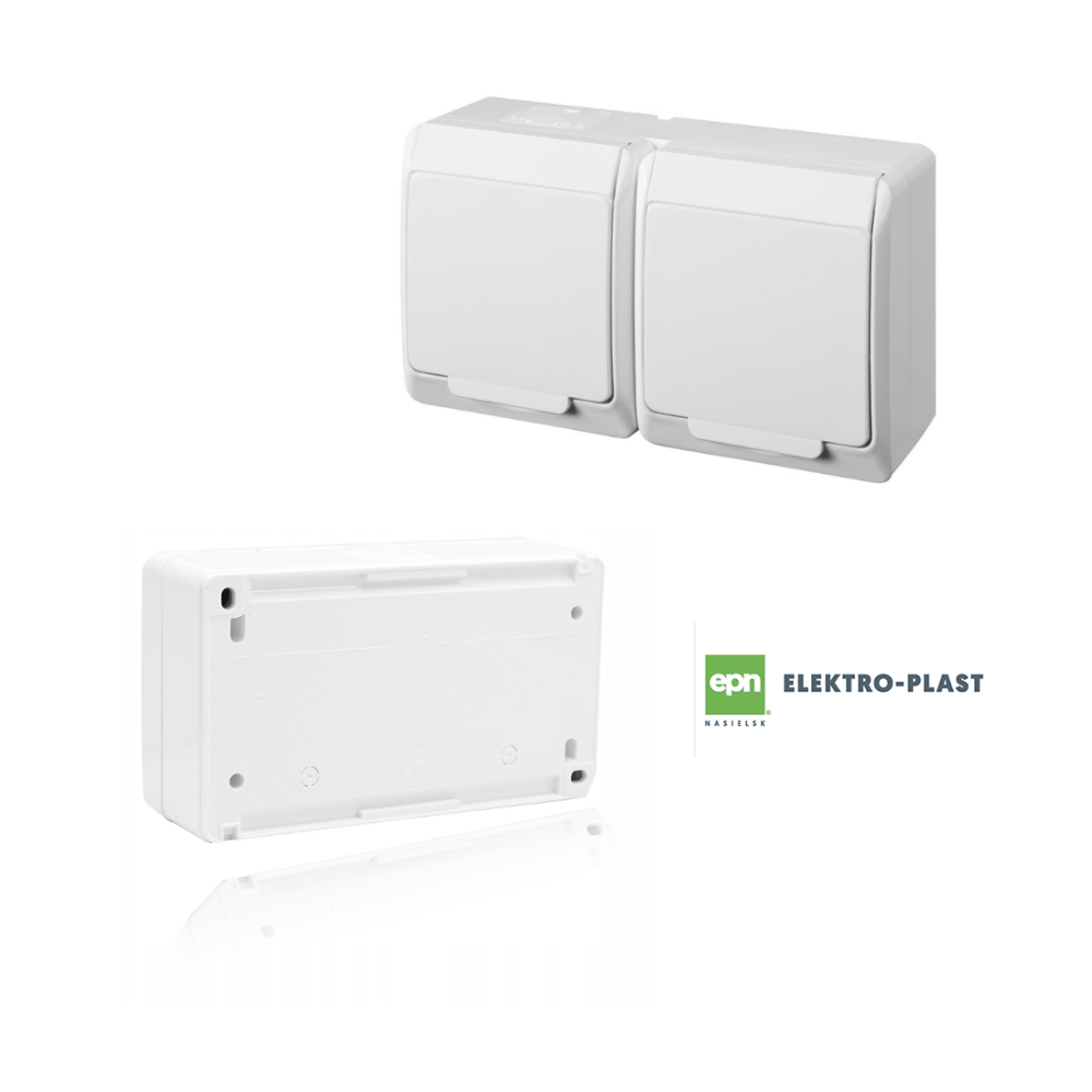 HERMES 2K герметичний гніздовий розетка IP44 2x2P+Z BIAŁE 0322-02 EPN - obrazek 2