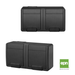 AQUANT 2K герметичний подвійний гніздо IP55 2x2P+Z антрацит 5042-17 EPN