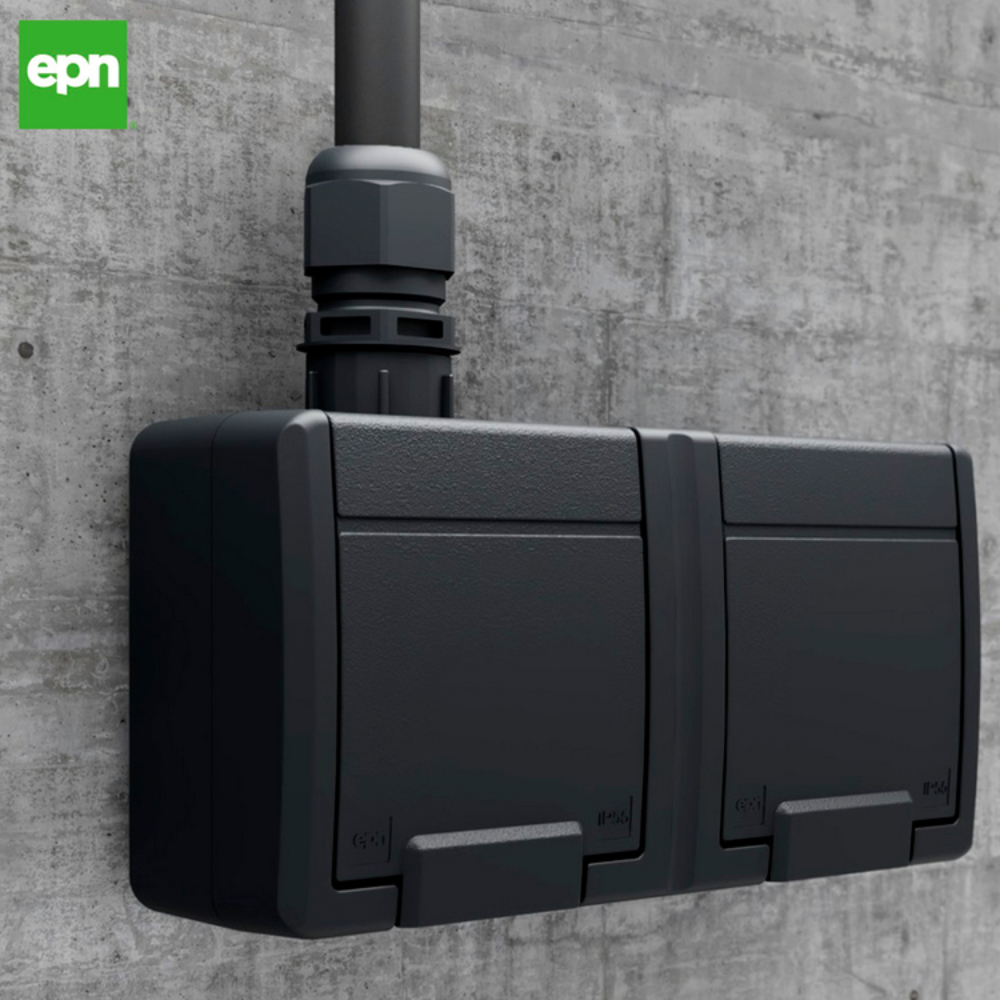 AQUANT 2K герметичний подвійний гніздо IP55 2x2P+Z антрацит 5042-17 EPN - obrazek 3