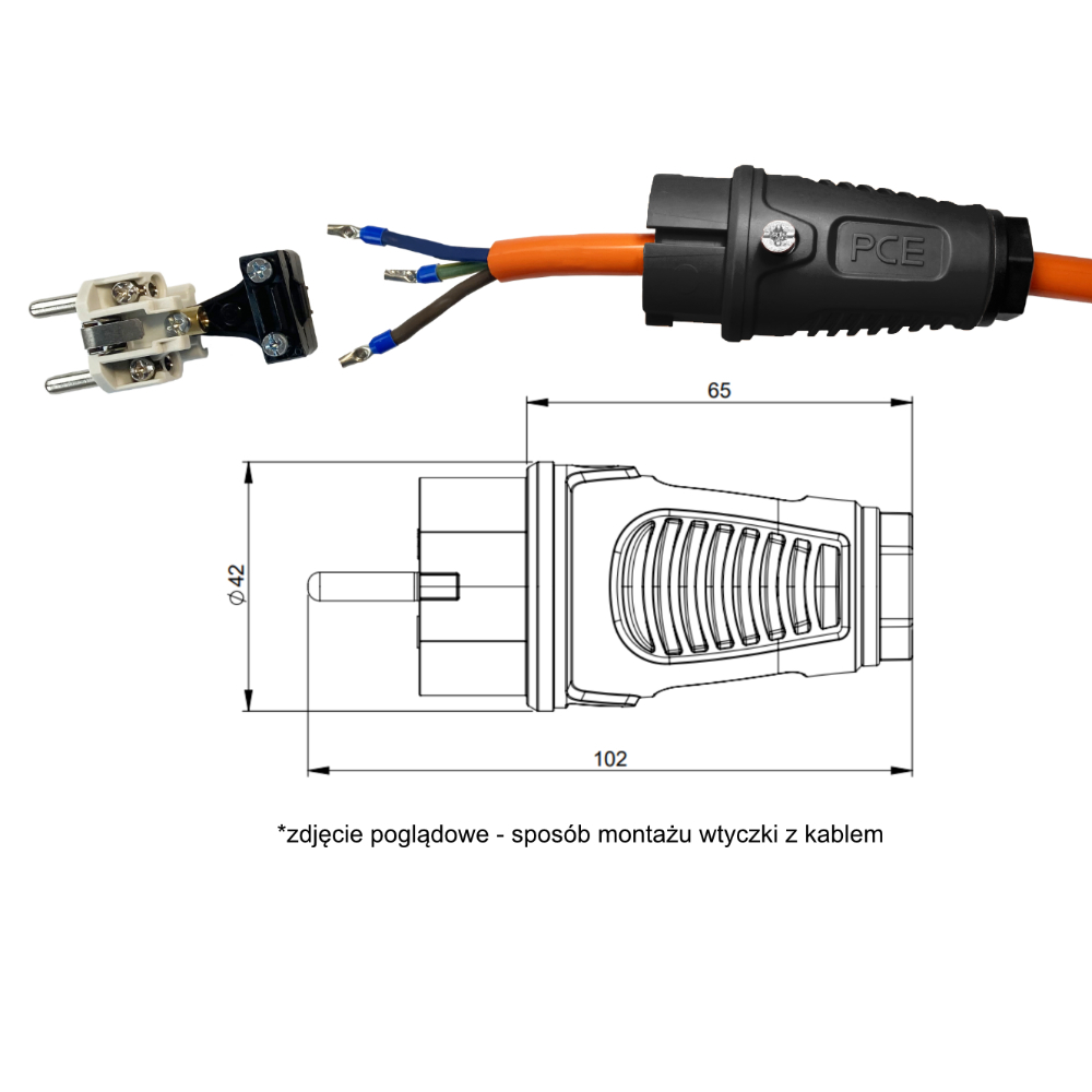 Гумовий продовжувач H07RN-F 3x1,5mm2 розетка і гніздо SCHUKO 3m - obrazek 6