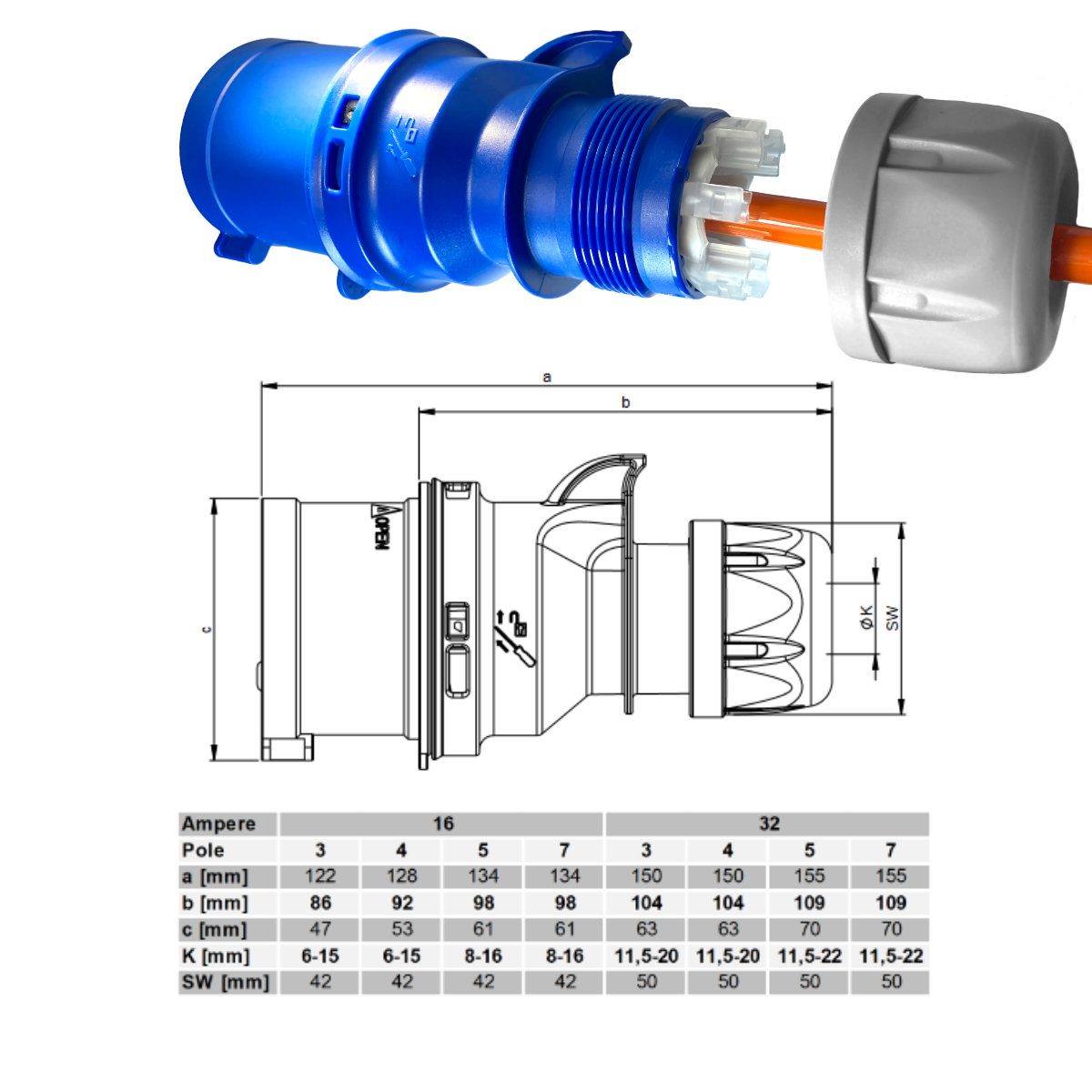 Продовжувач для кампера з лічильником H07BQ-F 3x2,5mm2 помаранчевий 3m - obrazek 8