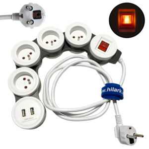 Продовжувач з зарядним пристроєм USB 2.1A, захист від перевантаження 5 м